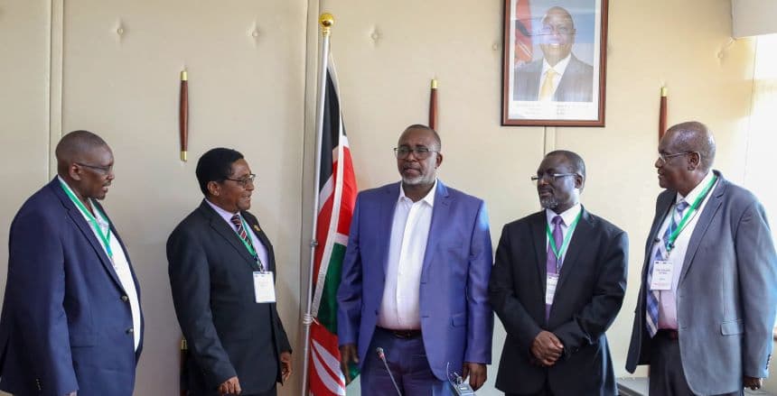 ASARECA board members when they paid CS Linturi a courtesy call. Image: courtesy.