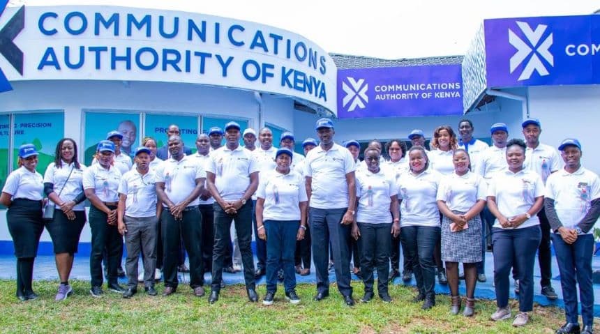 CA employees pose for a photo during the Nairobi Trade Fair. Image: courtesy.