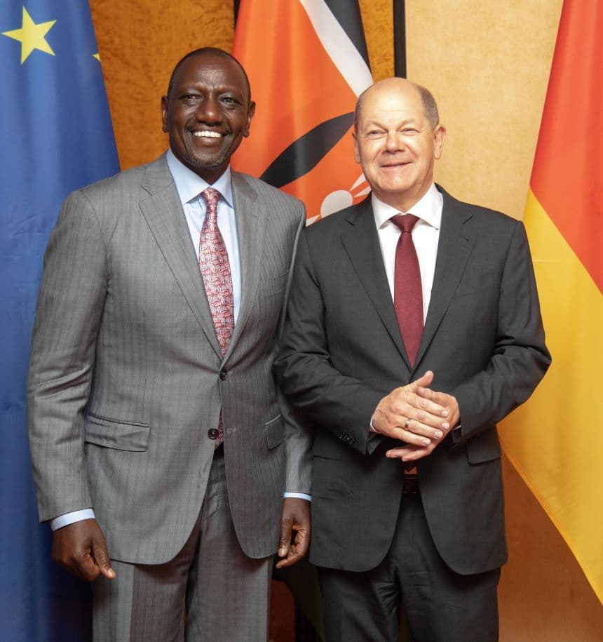 President Ruto with Germany Chancellor Scholz. Image: courtesy.