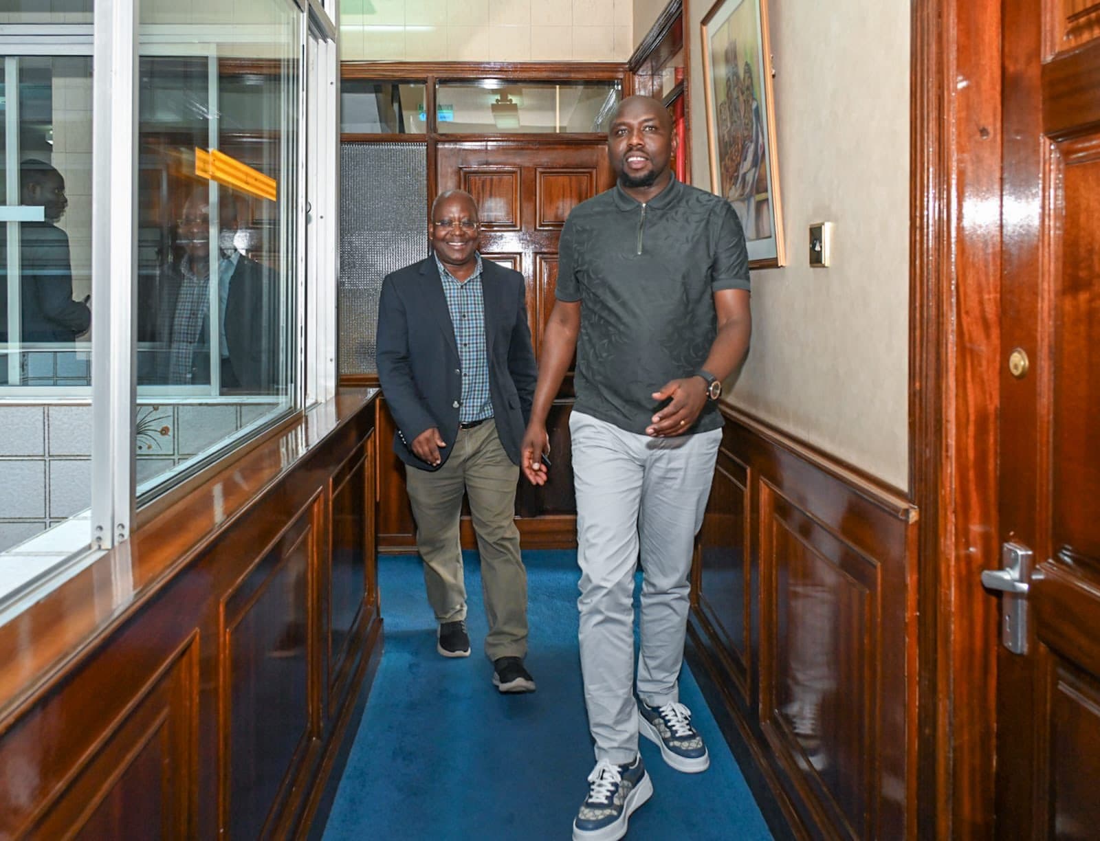 Transport Cabinet Secretary Kipchumba Murkomen and former KAA managing director Alex Gitari. Photo(Transcom)