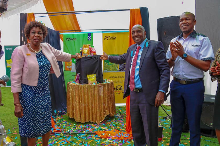 Unga Group chair Isabella Ochola-Wilson, PS Agriculture Kello Harsama and Unga Group MD Joseph Choge