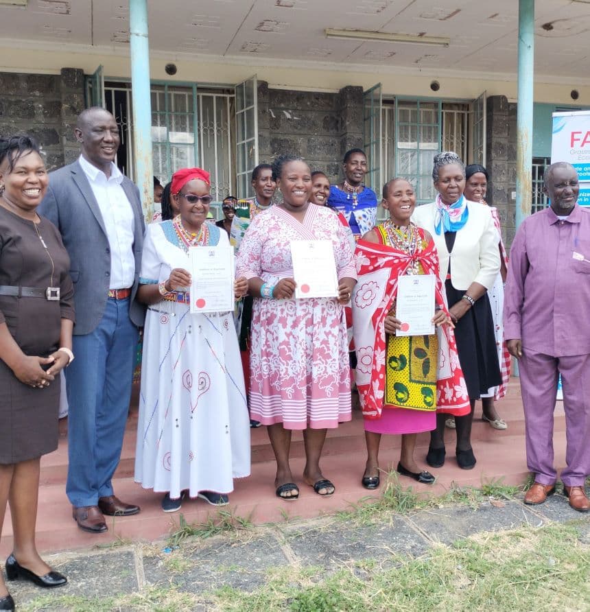 Oficials from Kajiado County with members of different cooperatives who received certificates. Image: BDA