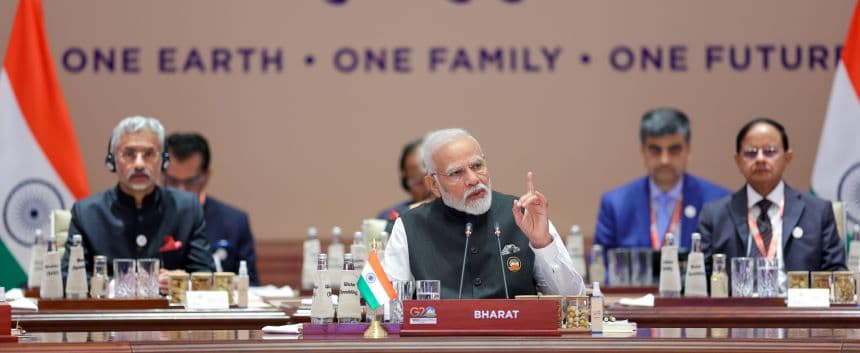 India PM Narendra Modi (centre) during G20 summit. Photo (courtesy).