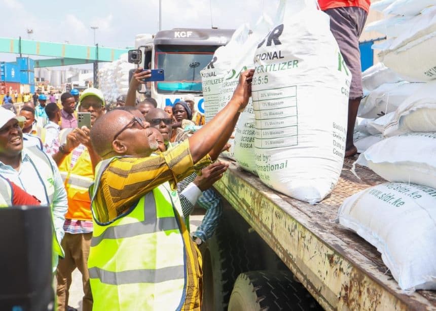 CS Linturi receiving fertiliser at the Port of Mombasa. Image: courtesy.