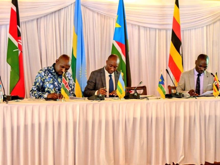 CS Murkomen with his regional counterparts during the signing of the agreement. Image: courtesy.
