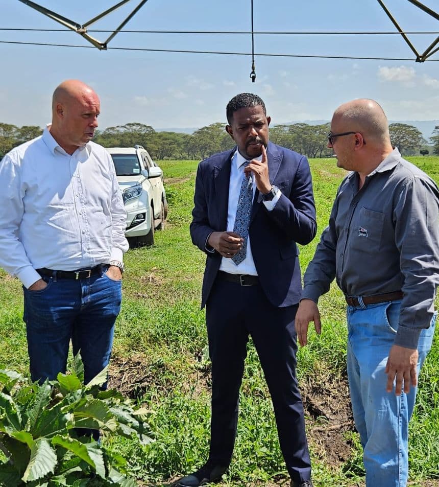 Principal Secretary for Investment, Trade and Industry Abubakar Hassan during a visit at Eni farm in Naivasha. Image: courtesy (PS X)