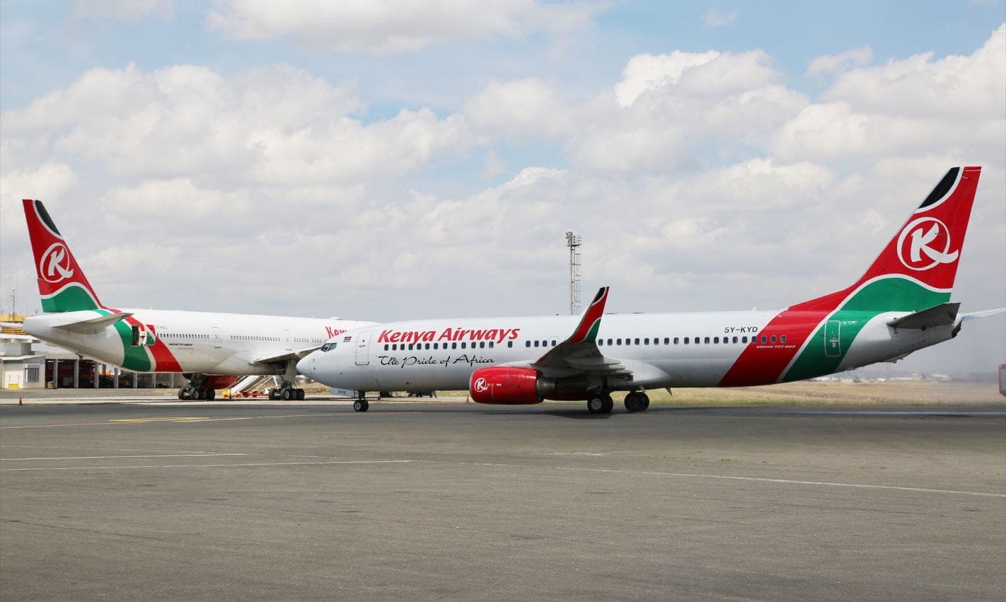 Kenya Airways aircraft parked at Jomo Kenyatta International Airport, Nairobi. Photo: (Courtesy-KQ).