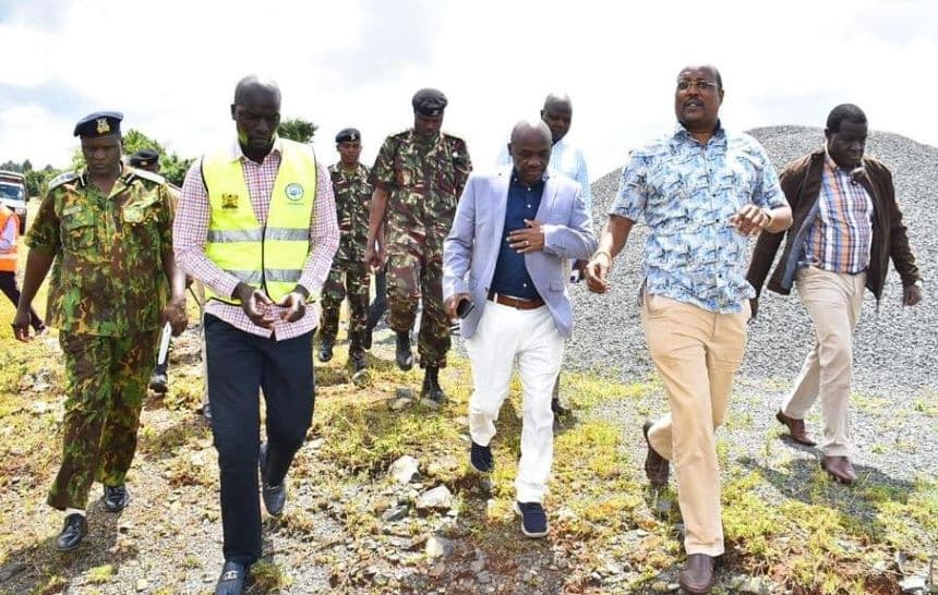 Water and Sanitation PS Dr Ronoh during a previous visit to Kimwarer Dam. Image: courtesy.